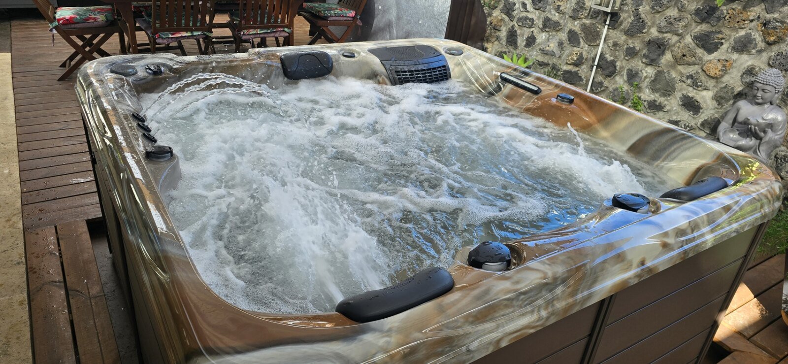 Spa en fonctionnement, vue rapprochée